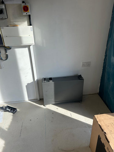 EcoFlow 5kW hybrid battery unit in installation process.